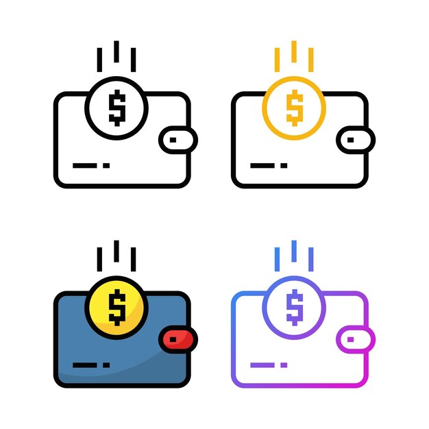 Wallet icon design in four variation color