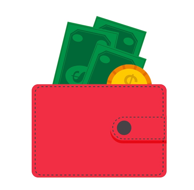 Wallet icon vector money icon vector wallet with money