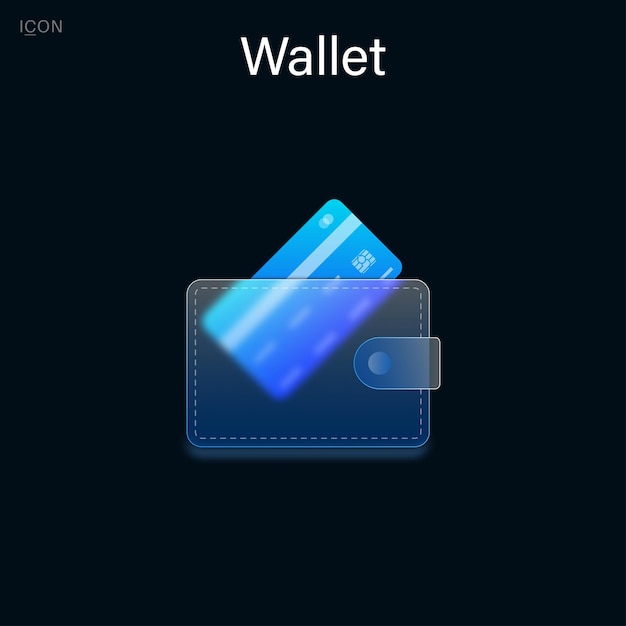 Vector wallet icons glassmorphism