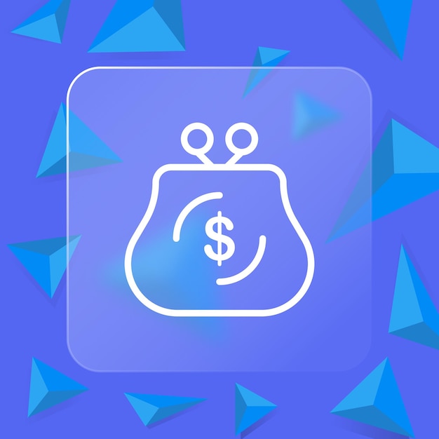 Wallet line icon currency cash pay payment dollar exchange bank banking app money budget allocation financial management concept glassmorphism style