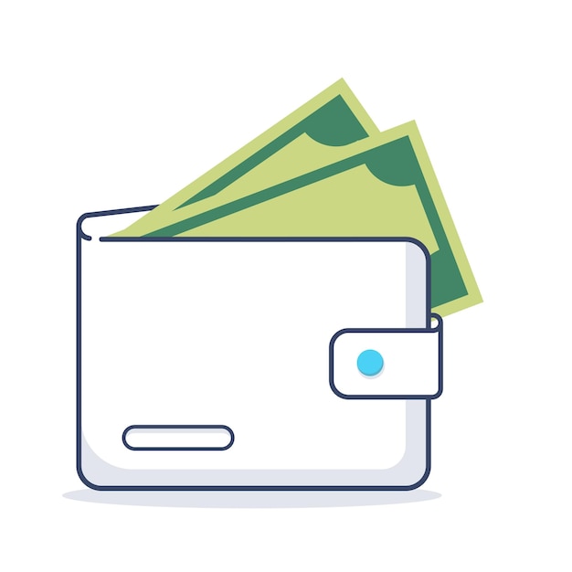 Wallet , money coming out from a wallet vector icon