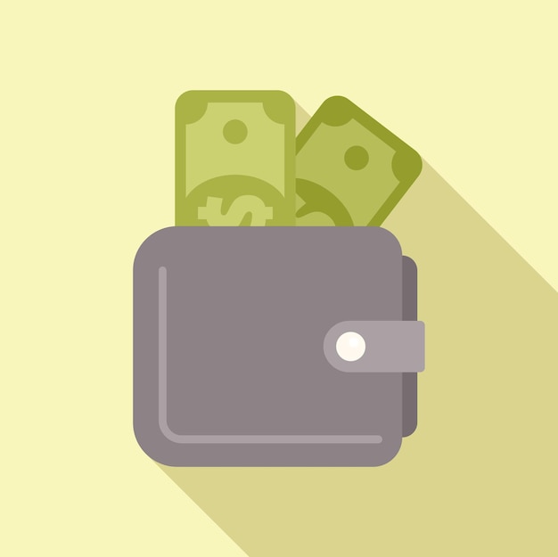 Вектор Значок бумажника с деньгами плоский вектор компенсация за работу поддержка здравоохранения