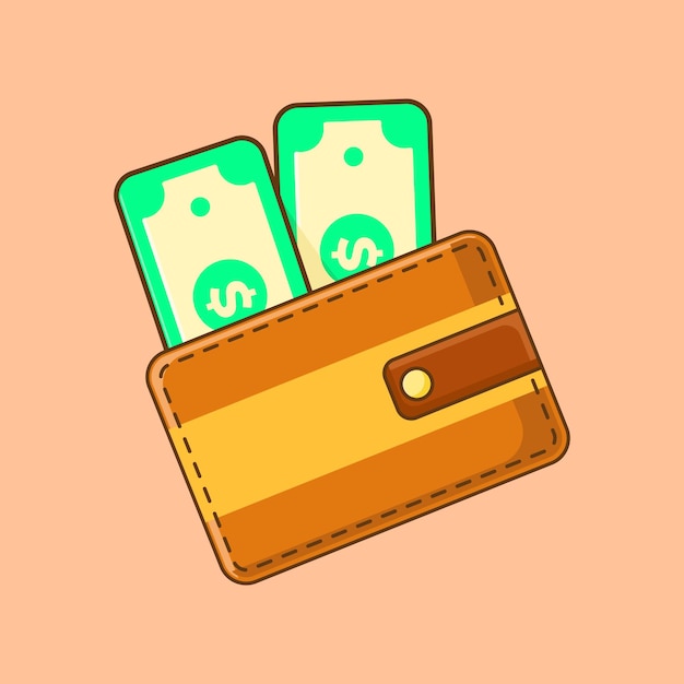 Vector wallet and money vector icon illustration flat style suitable for web landing page and banner