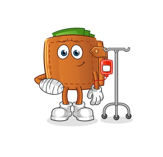 Wallet sick in IV illustration. character vector