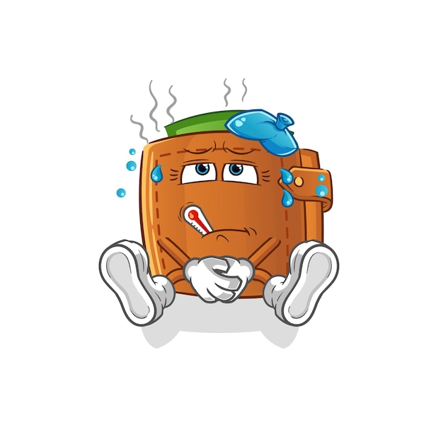 Wallet sick vector. cartoon character