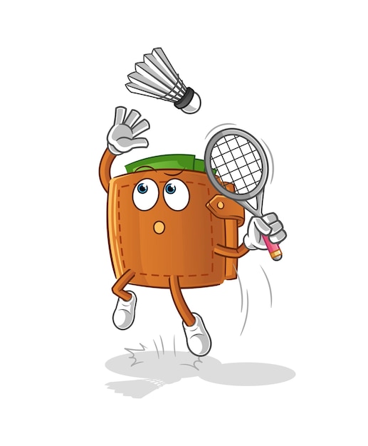 Wallet smash at badminton cartoon cartoon mascot vector