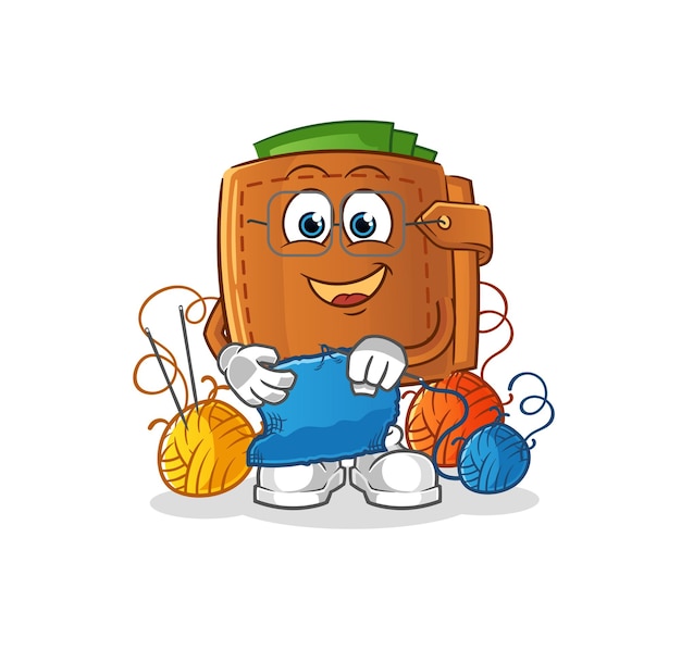 Wallet tailor mascot. cartoon vector