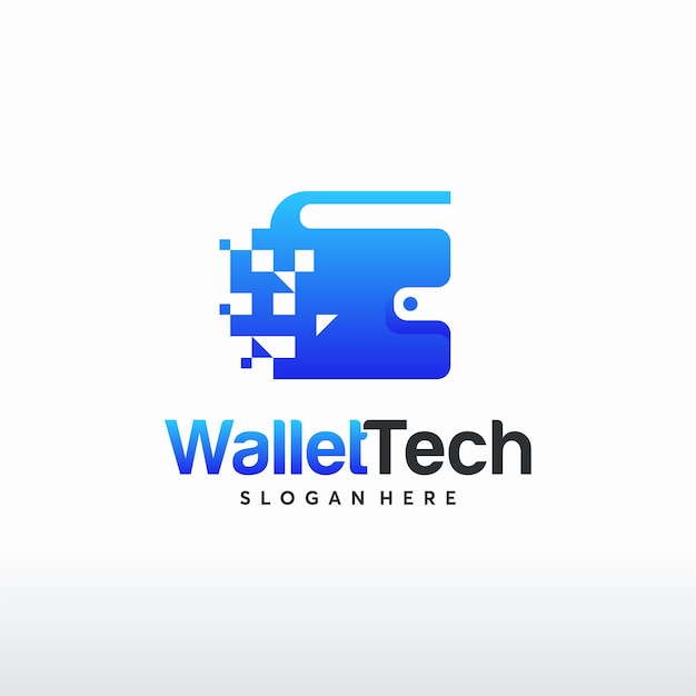 Логотип wallet tech концептуальный вектор символ шаблона логотипа цифрового кошелька