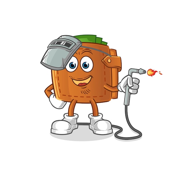 Wallet welder mascot. cartoon vector