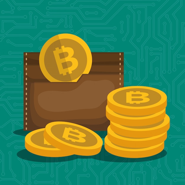 Wallet with bitcoins icon