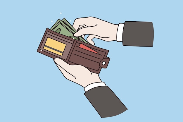 Wallet with money of businessman concept