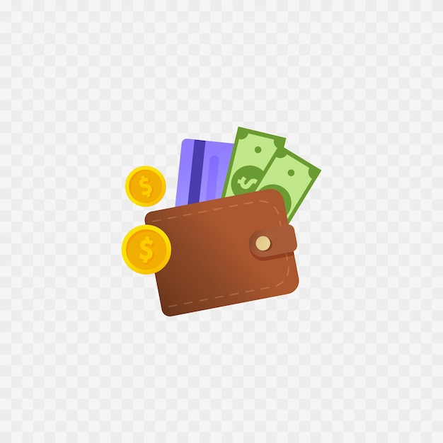 Wallet with money and credit card Vector