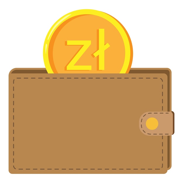 Wallet with polish zloty coins vector illustration