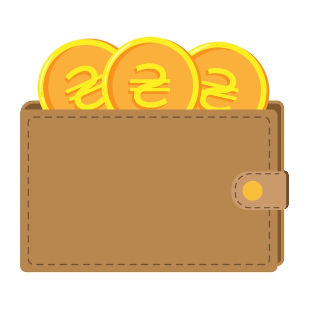 Wallet with Ukrainian hryvnia coins Vector illustration