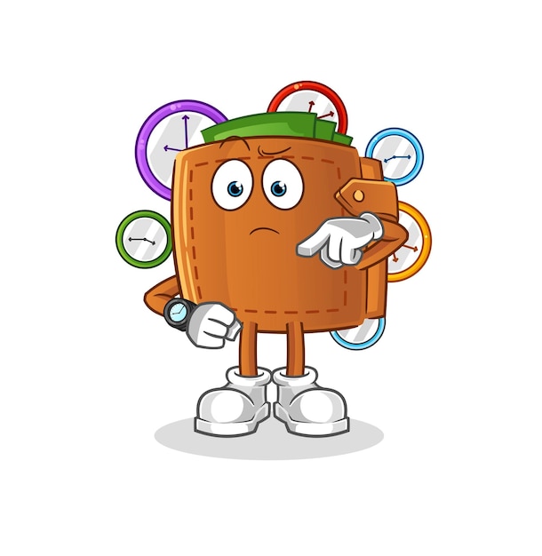 Wallet with wristwatch cartoon. cartoon mascot vector