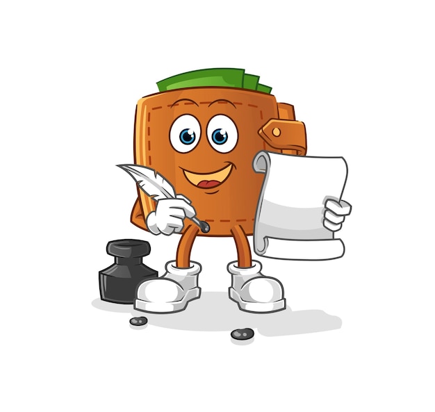 Wallet writer vector. cartoon character