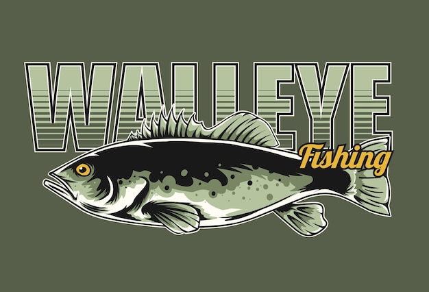 Дизайн рыбалки судака можно использовать для футболки с логотипом и других