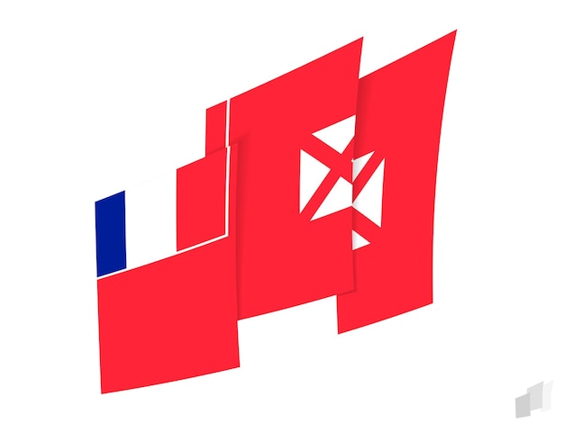 Wallis and Futuna flag in an abstract ripped design Modern design of the Wallis and Futuna flag