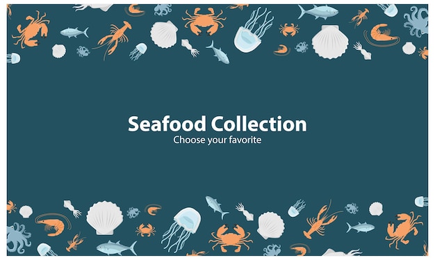 Vector wallpaper background pattern template icon party cartoon poster flyer vector palette sea food cooked