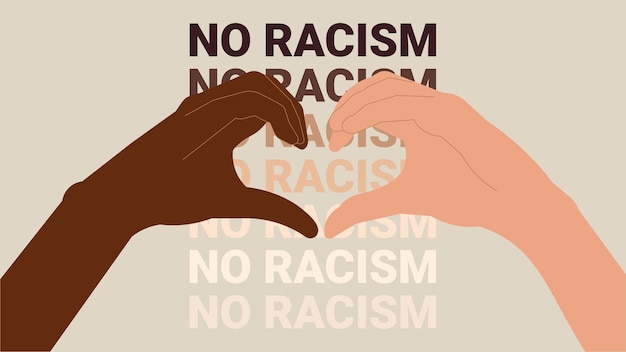 Vector wallpaper black lives matter heart shaped hands no racism