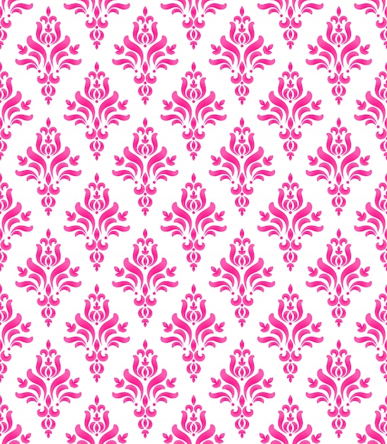 Wallpaper classic style of baroque, seamless pink and white damask pattern