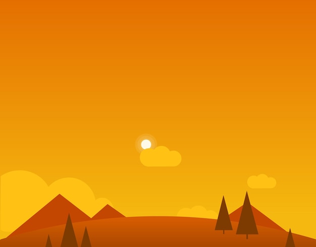 Wallpaper landscape of desert, mountains and sun, beautiful\
vector illustration