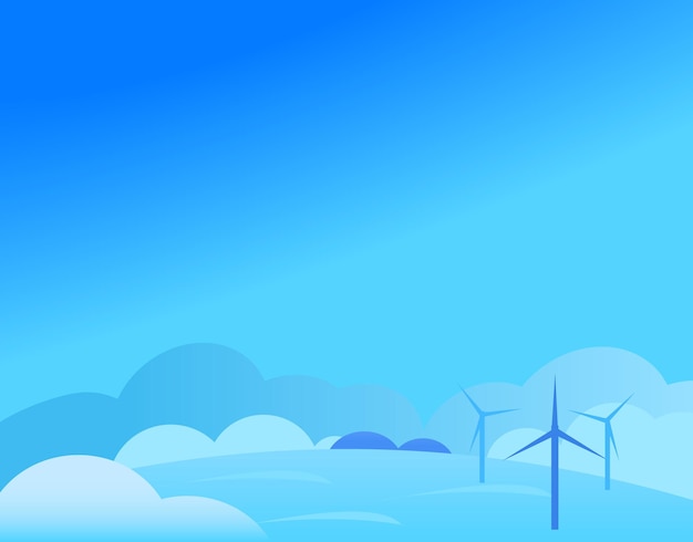 Vector wallpaper landscape with windmill in winter, beautiful vector illustration