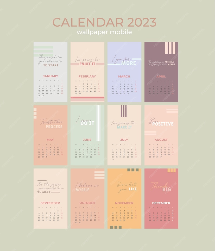 Premium Vector | Wallpaper mobile - positive calendar 2023