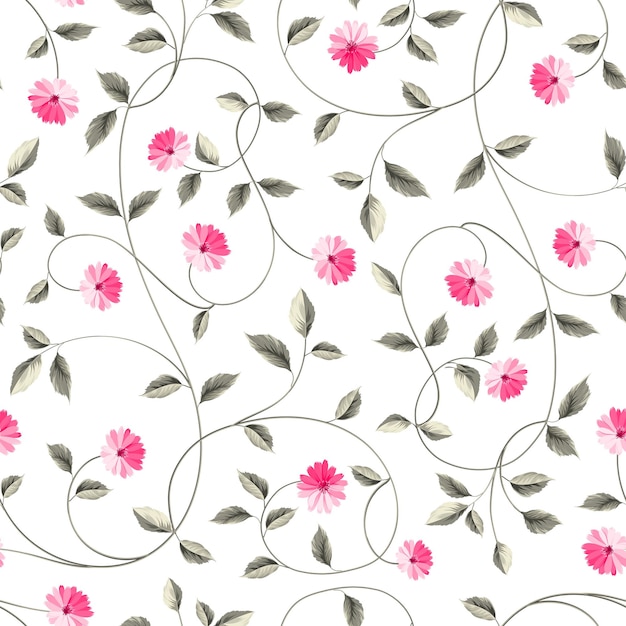 壁紙のテクスチャ。シームレスな花の背景。チコリが咲くぼろぼろのシックなスタイルのパターン。ベクトルイラスト。