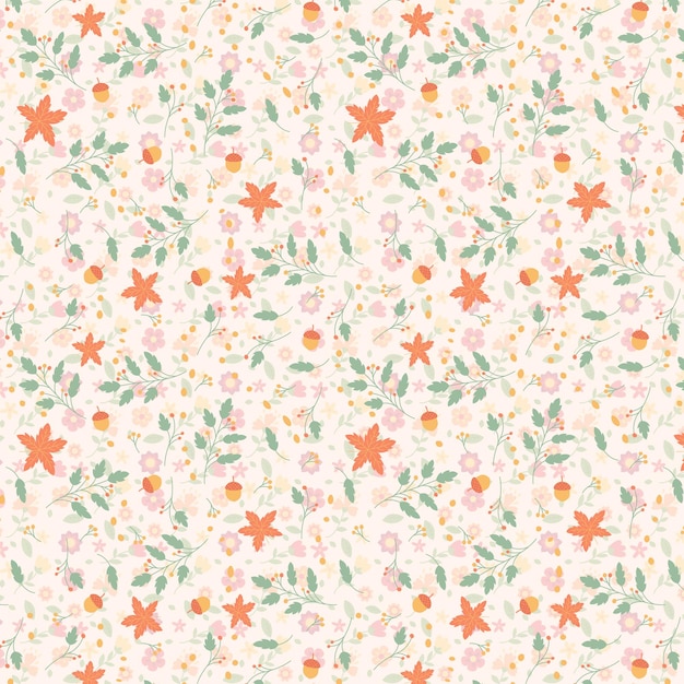 Vector a wallpaper with flowers and butterflies in pink and green