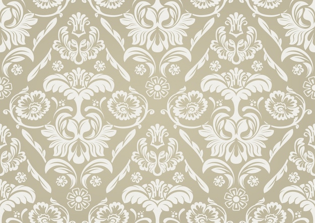 Vector wallpaper with white damask pattern