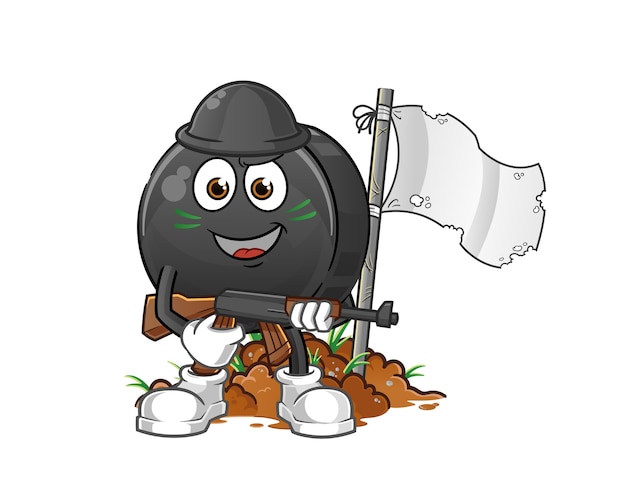 Walnut army character cartoon mascot