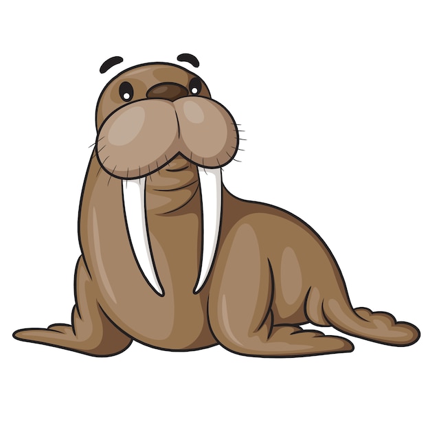 Vettore walrus cute cartoon