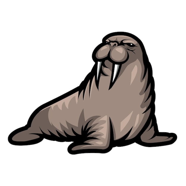 Design del logo di gioco walrus e sport