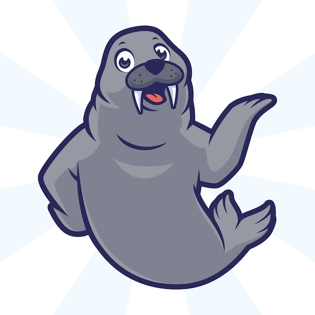 Vector walrus karakter cartoon mascotte ontwerp