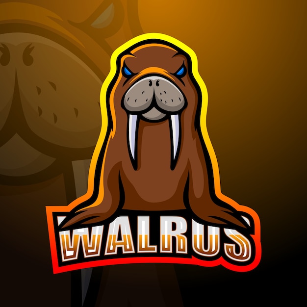 Walrus mascotte esport logo ontwerp