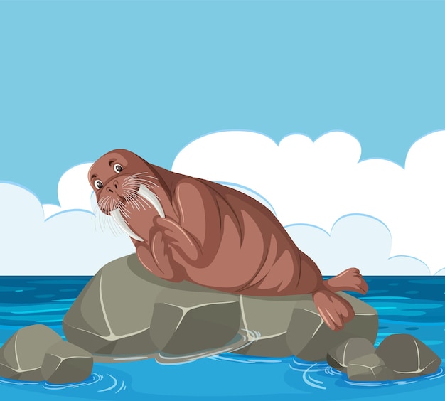Walrus rusten op rotsen