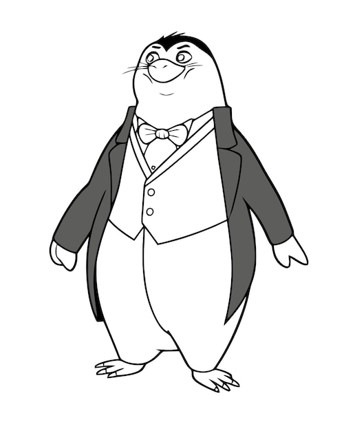 A walrus in a suit with a bow tie and a bow tie