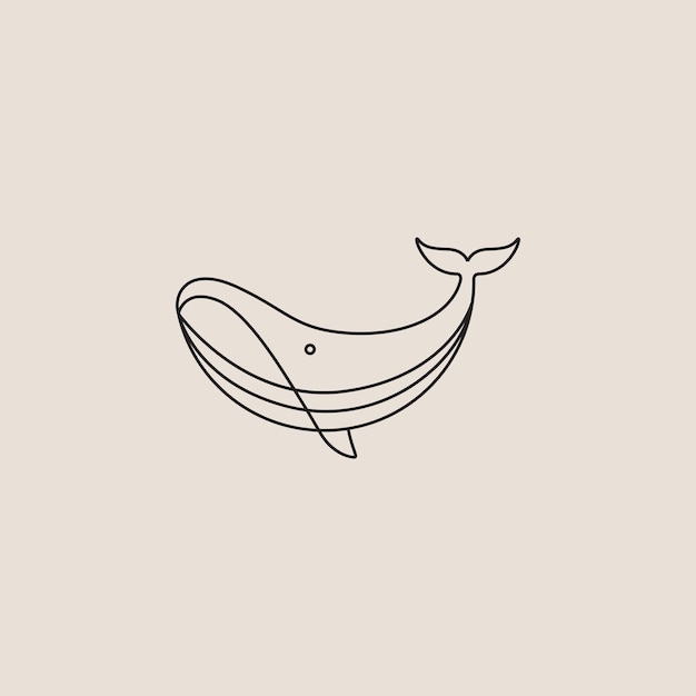 walvis dier oceaan zoogdier grote vis lijn logo ontwerp grafische vector