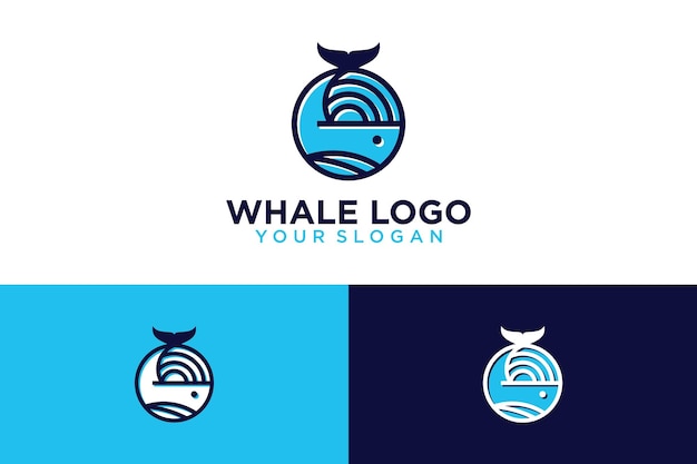 walvis logo ontwerp met zee en dieren