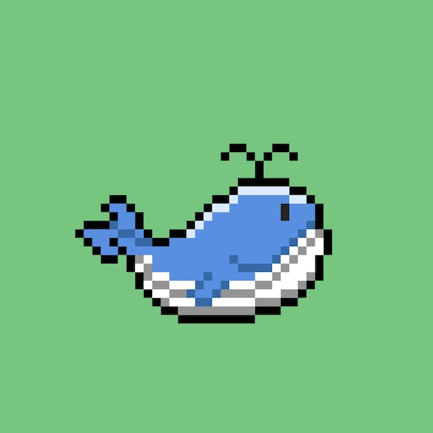 walvis met pixelkunststijl