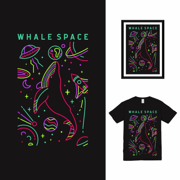 Walvis Space Line Art T-shirt Design