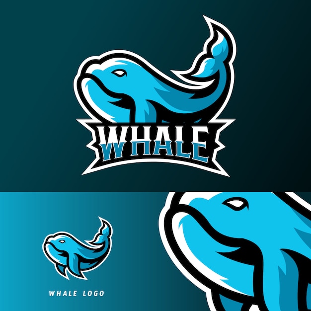 Walvis vissen sport of esport gaming mascotte logo sjabloon