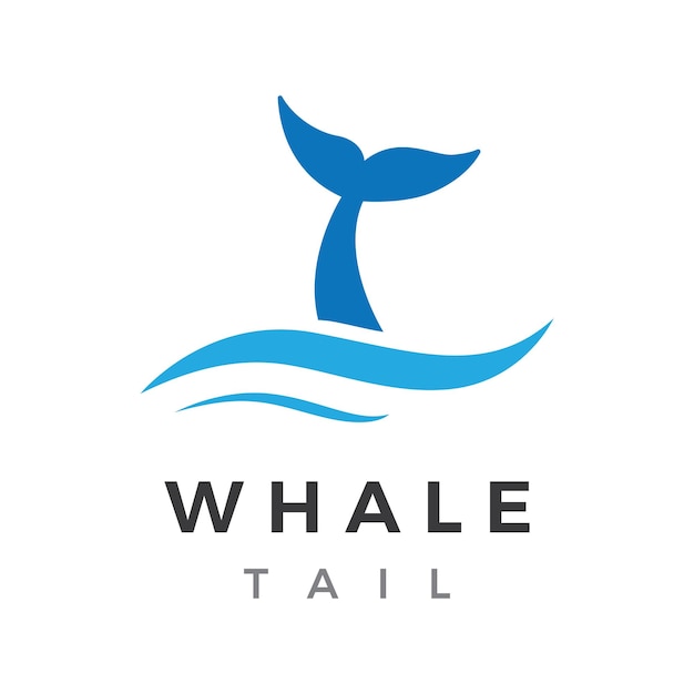 Walvis zoogdier staart dier logo sjabloonontwerp met water golven concept