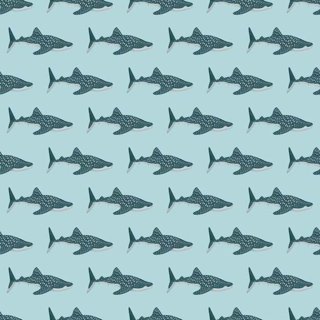 Vector walvishaai naadloos patroon in scandinavische stijl. zeedieren achtergrond. vectorillustratie voor kinderen grappige textiel prints, stof, banners, achtergronden en wallpapers.