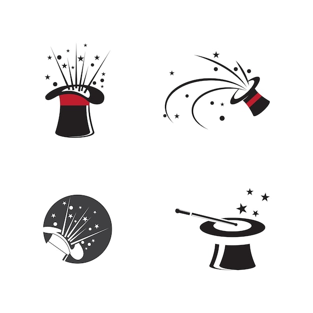 ベクトル ワンド マジック ハット ロゴのテンプレート ベクトル シンボル デザイン