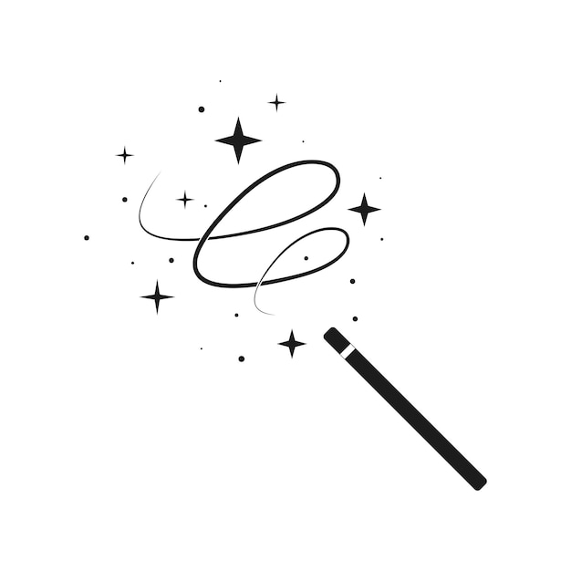 Vector wand magic stick icon vector template magic wand wizard vector icon movement with stars