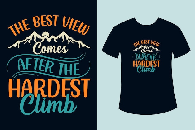 Wandelcitaten typografie tshirt ontwerp met berg vector