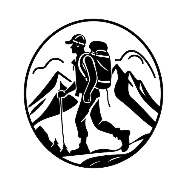 Wandelen buiten avontuur Logo Vector sjabloon