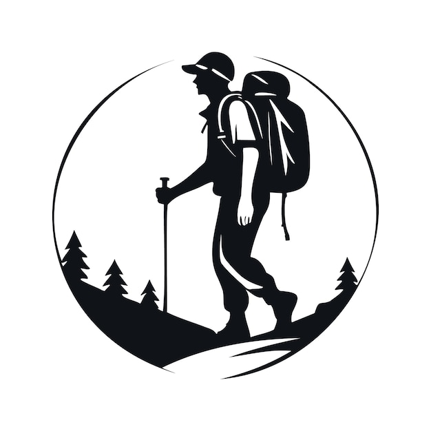 Wandelen buiten avontuur Logo Vector sjabloon